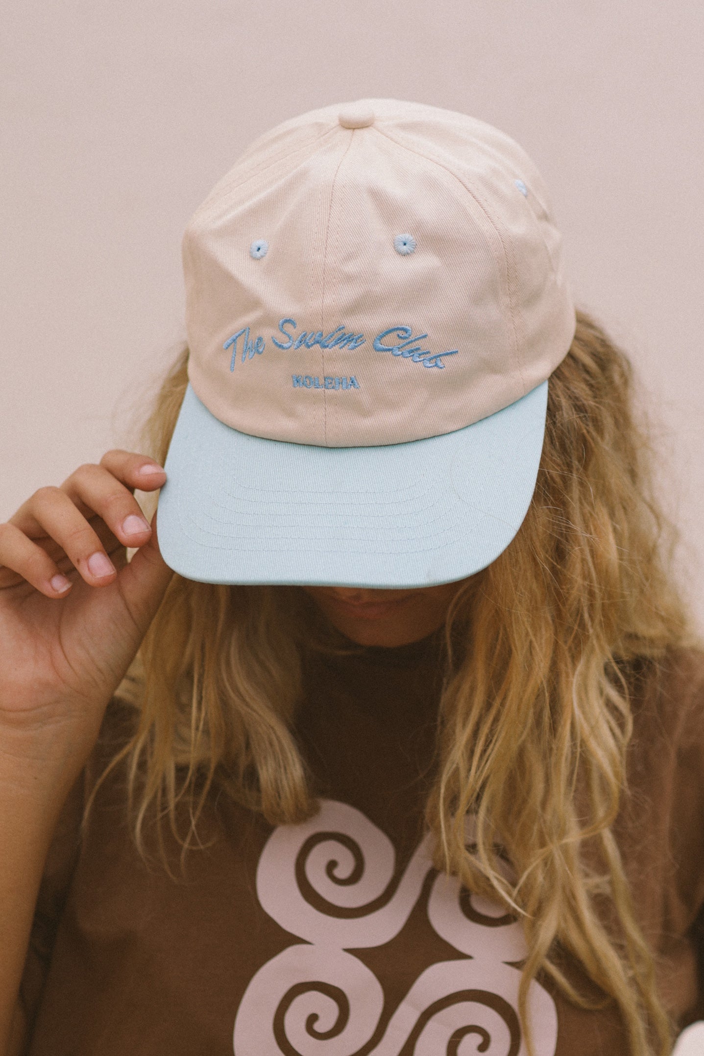 Swim Club Cap - Baby Blue & Cream